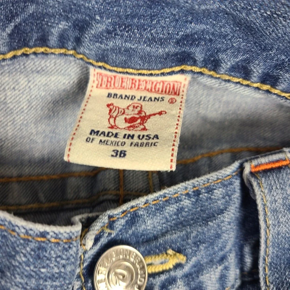 True Religion Jeans Mens 36x33 Blue Straight 100% Cotton‎ Medium Wash Denim